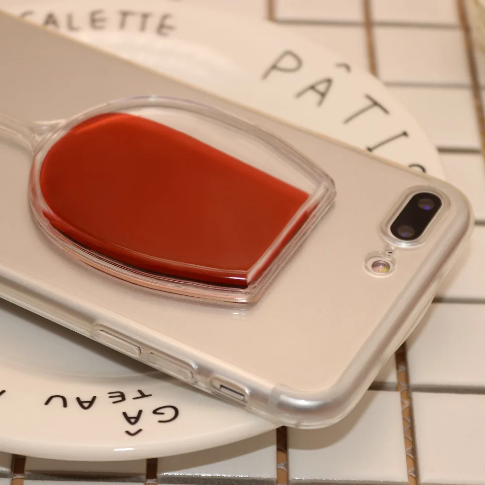 For iphone 7 case Hot red Wine Cup Liquid Quicksand Transparent Case For iPhone 6 6S 7 8 plus X 4 4S 5S SE Phone Case Back Cover