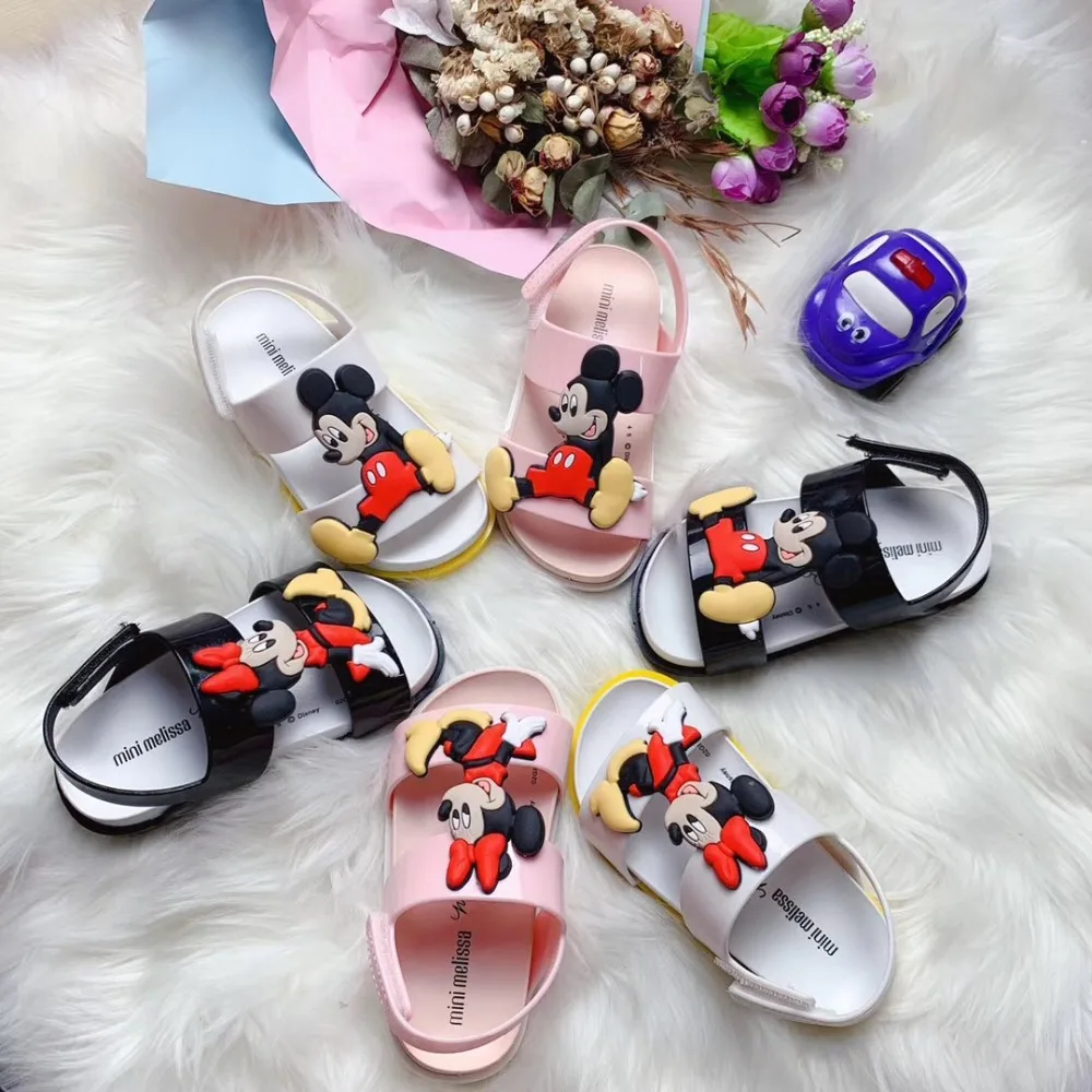 Мини Мелисса Девушки Желе Сандалии Микки Минни детская обувь 3 цвета детские сандалии пляжная детская обувь принцесса Мелисса обувь