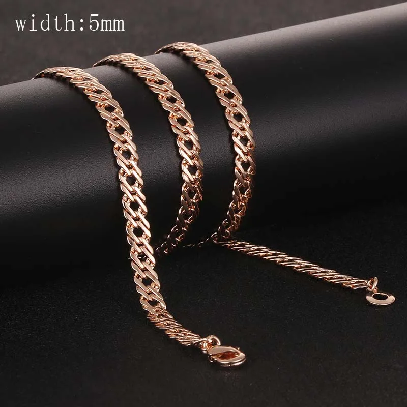 10 Style 50cm 60cm Men Women Necklace 585 Rose Gold Color Chain Jewelry