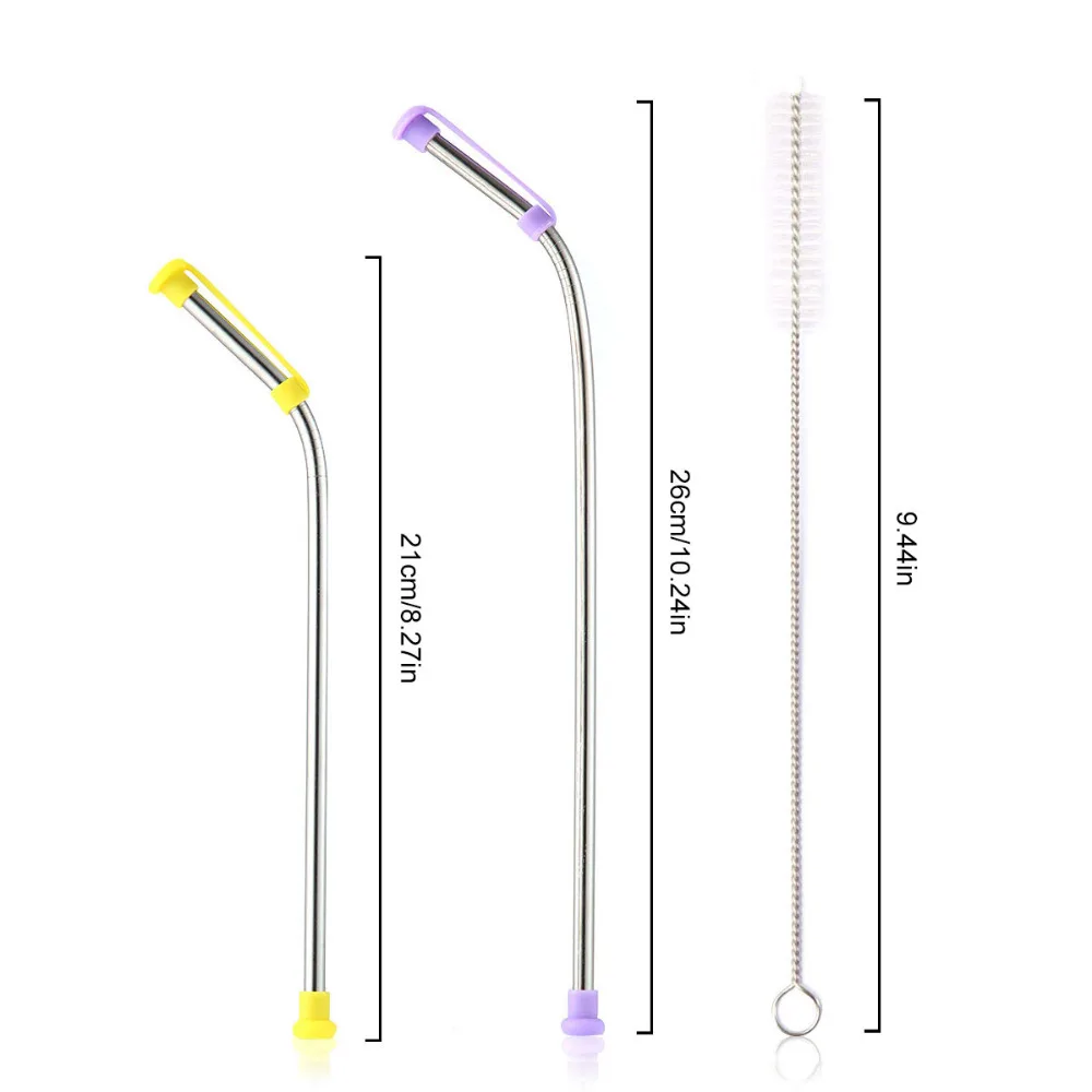 4 шт./компл. Многоразовые соломинкой Нержавеющая сталь прямой/изогнутая металлическая соломинка с пылезащитное покрытие и Чистящая Щетка посуда для напитков