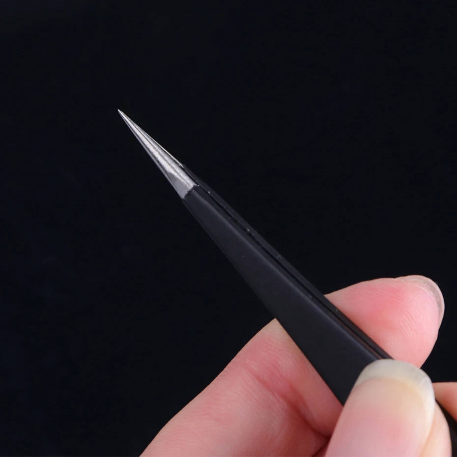Черные Twwezers из нержавеющей стали, прямые изогнутые антикислотные пинцеты для наращивания ресниц, пинцет для бровей, инструмент для макияжа ногтей CHPTESD12/15