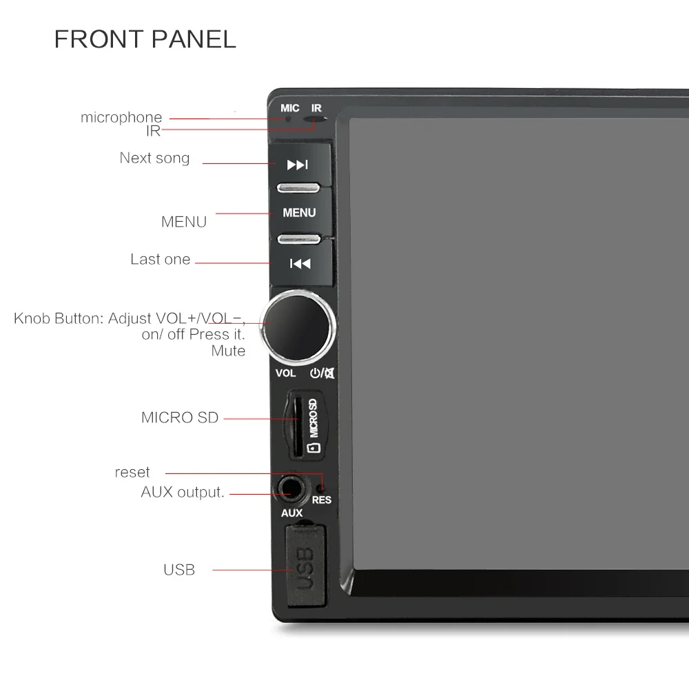 Konnwei 7018B 2 DIN 7 дюймов ЖК-дисплей Сенсорный экран автомобиля Радио плеер Bluetooth Аудиомагнитолы автомобильные Поддержка заднего вида Камера