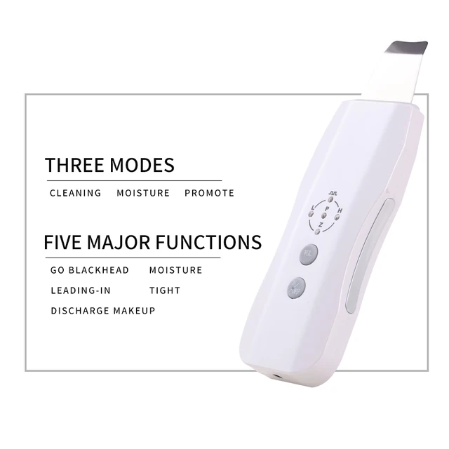 USHOW Multifunction Ultrasonic Skin Scrubber Rechargeable Ultrasound Face Pore Cleaner Deep Cleaning Facial Peeling Massager