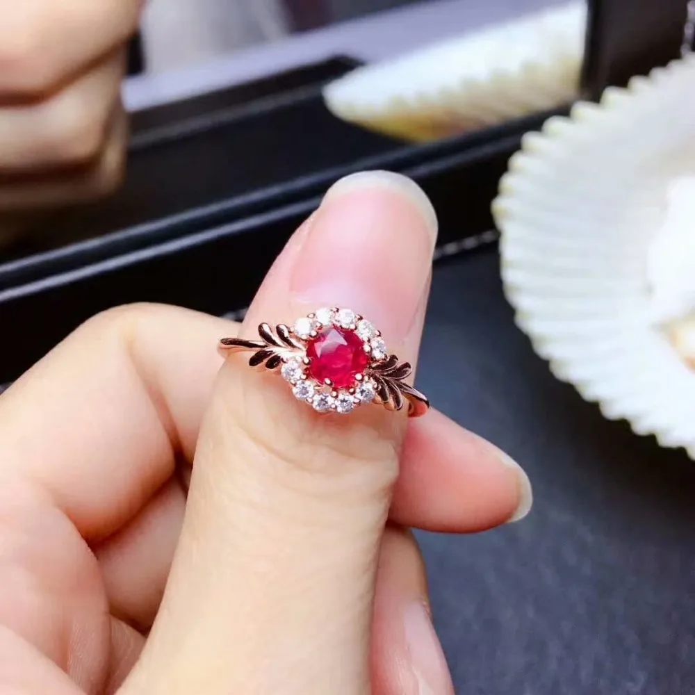 Shilovem натуральный горящая кровь голубей кольца из рубинового драгоценного камня для женщин Настоящее серебро 925 проба подарок завод mj0404882agh