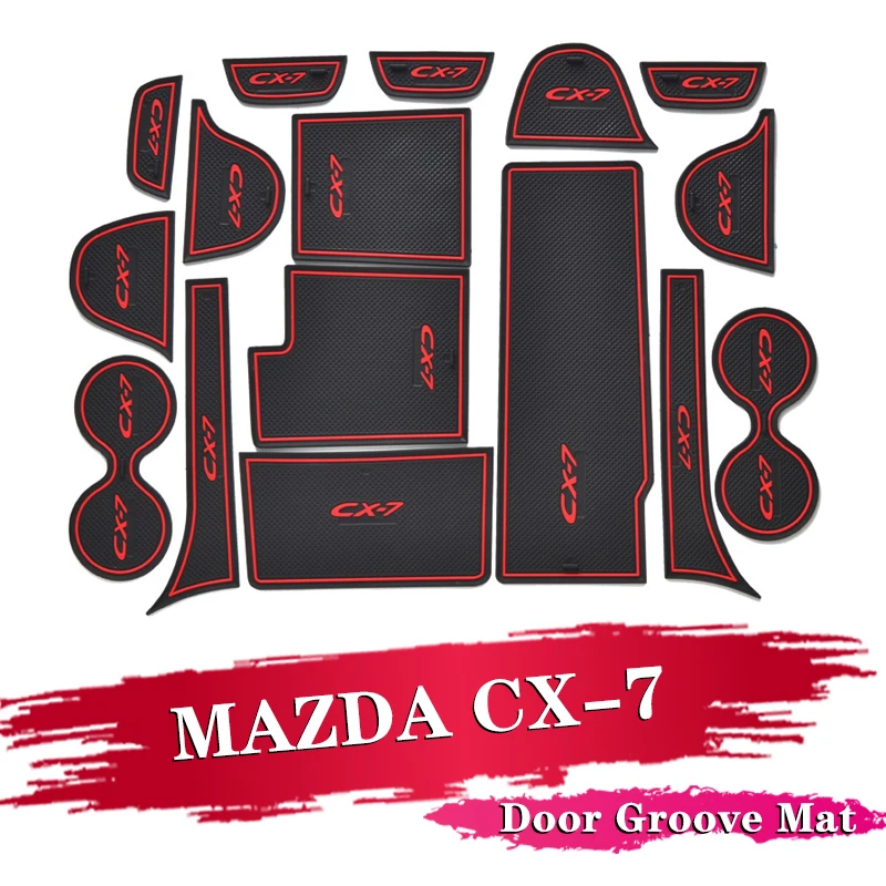 

16Pcs Car Accessories Inner Gate Slot Pad Non-Slip Cup Mats Anti Slip Door Groove Mat Interior For MAZDA CX-7 CX7 CX 7 2014