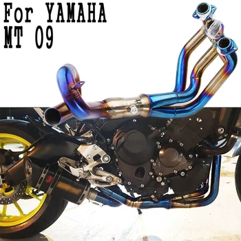 

MT09 Motorcycle Exhaust Modified Front Pipe Slip-On Full Exhaust System Link Tube For yamaha FZ-09 MT-09 MT 09 2014 15 16 17 18