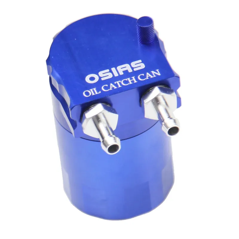 

OSIAS Blue Aluminum Baffled Oil Catch Can Tank Reservoir Breather With Fittings J6I4 Fit both 10mm(AN8) / 14mm(AN10) hose