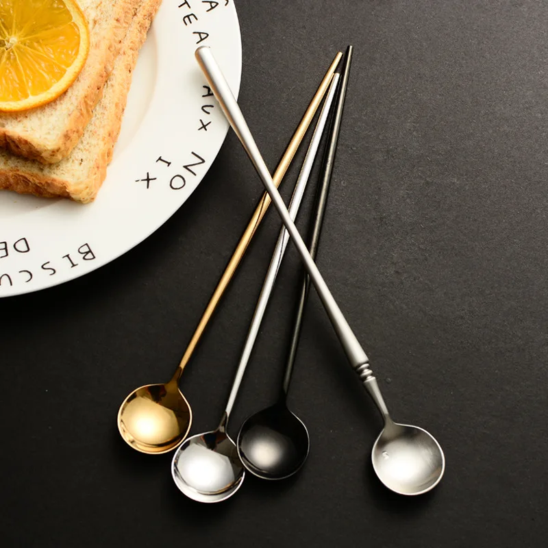 Набор ложек для льда с длинной ручкой из нержавеющей стали 195 мм|coffee spoon|serving spoonspoon