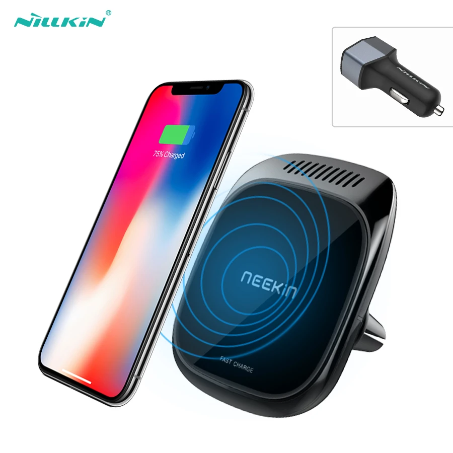 

10W Qi car wireless charger For iPhone X For Samsung S9 car aromatherapy Nillkin 3 in 1 Magnetic Vehicle Mount Phone Holder Pad