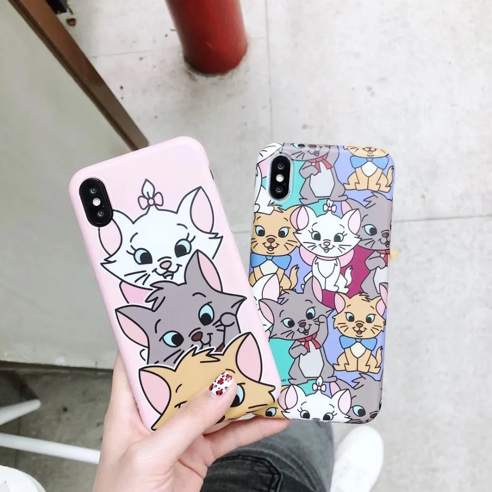 Cute Pink Marie Cat Soft Silicone Phone Case For iphone 6 6s 6 s 7 8 plus Love Cartoon Case for iphone X XR XS MAX Cover Coque