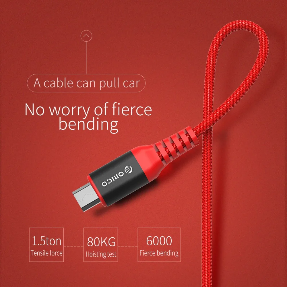 ORICO нейлоновый Micro USB кабель 1 м 3 фута 2,4 А Быстрая Зарядка Синхронизация данных USB кабель для samsung Xiaomi Android смартфон планшет зарядное устройство