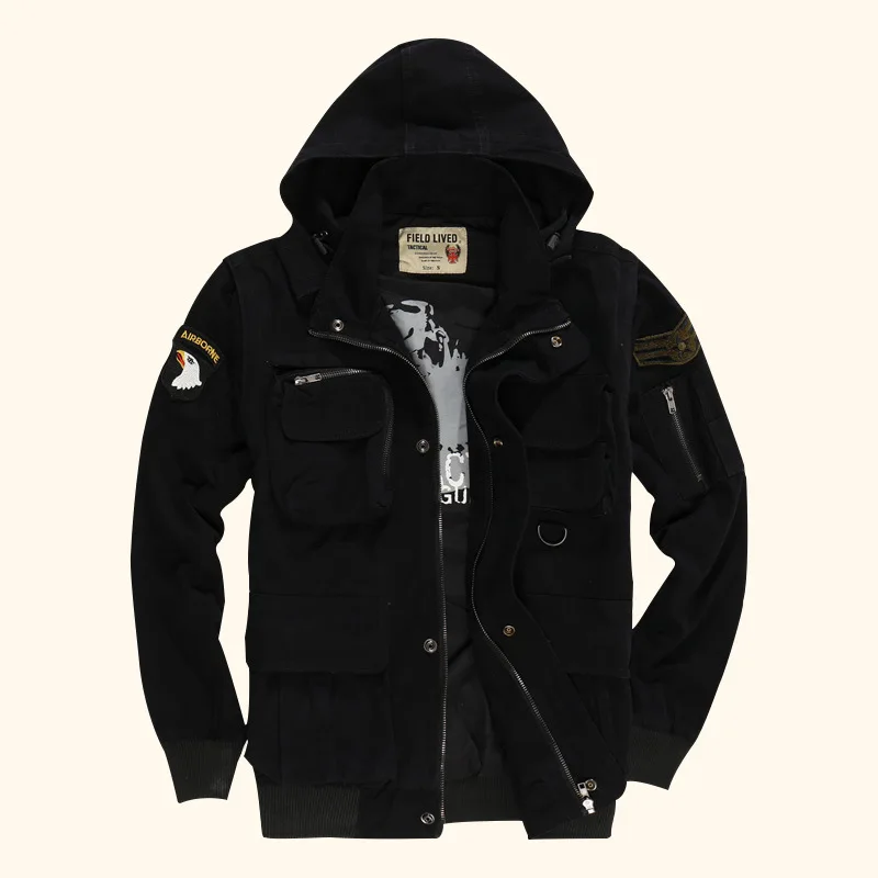 NIANJEEP военный Для мужчин куртка черный американский летчиков ВВС в стиле милитари для Для мужчин плюс Размеры пальто Для мужчин съемная рукава 3XL ветровка мужская - Цвет: 2