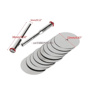 

10 x 22mm Cutting Tool Wood Saw Blade Disc + 2 x Rod Dremel Rotary Cutting Tool