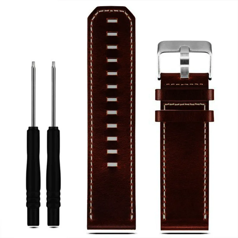 

27mm 2016 Luxury Top Brand Leather Watch Straps Sports Replacement Watch Bands+Tools For Garmin Fenix 3 Watches Correa Reloj