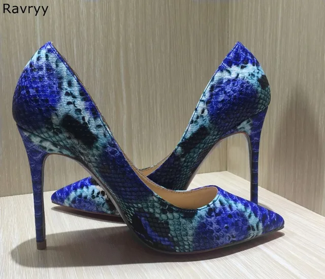 blue snakeskin pumps