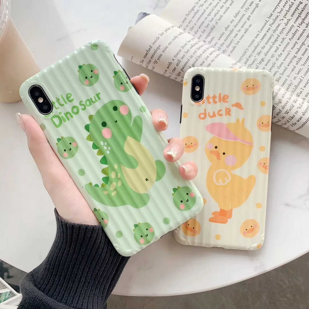 

Little Dinosaur Duckling Phone Case for iPhone XS MAX XR Capa Cute Animal Soft Silicone Cover for iphone X 8 7 6S 6 Plus Coque