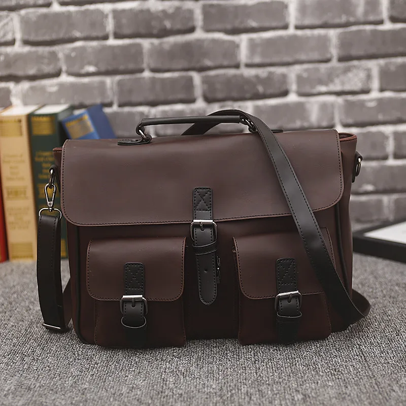 

Crazy horse leather Briefcase casual slung large capacity men's bag shoulder bag men's handbag cross section original design