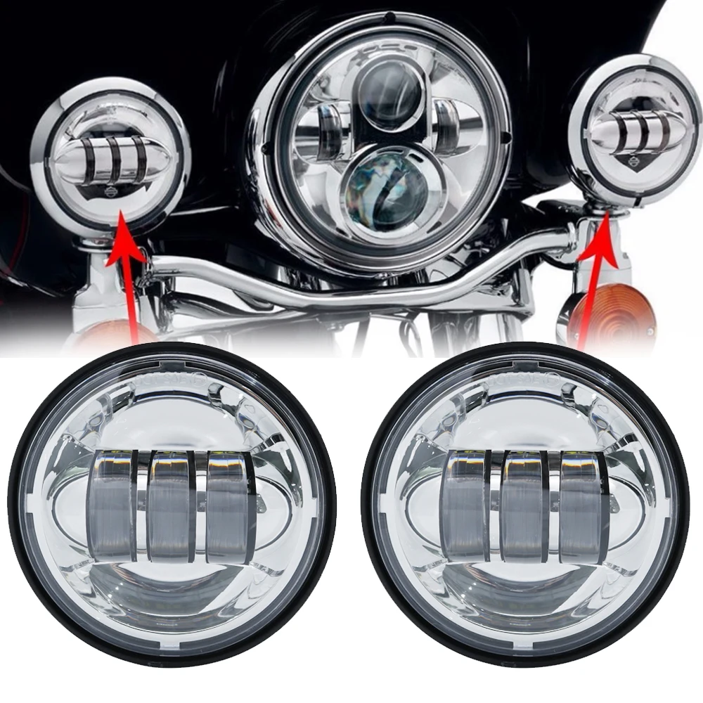 2 шт. хром/черный 4,5 дюймов светодиодная фара ближнего света точечная лампа для вождения светодиодный противотуманный светильник s для Harley Touring Electra Glide moto лампы
