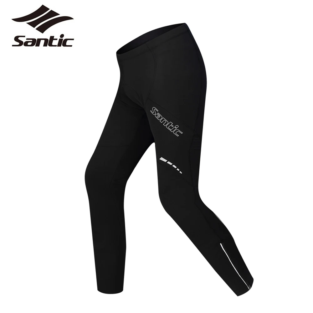 Santic Cycling Pants Men's Thermal Fleece Winter Bike Pants 4D Padded