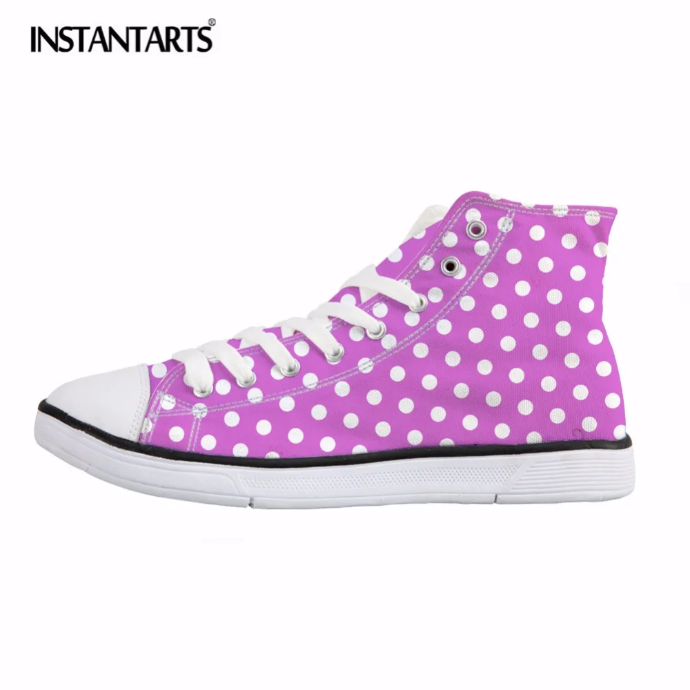 

INSTANTARTS Women High Top Canvas Shoes Female Spring Summer Lace Up Vulcanize Shoes Woman Students Ladies Breathable Sneakers