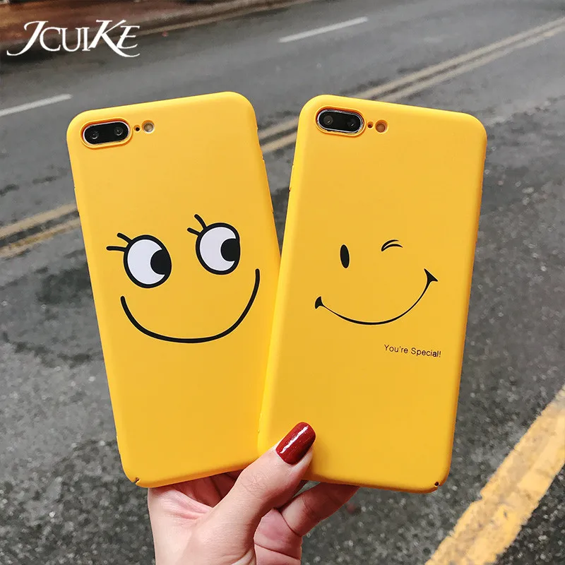 Funny Cartoon Smiley Face Phone Case For iPhone X Cases Yellow Smile PC