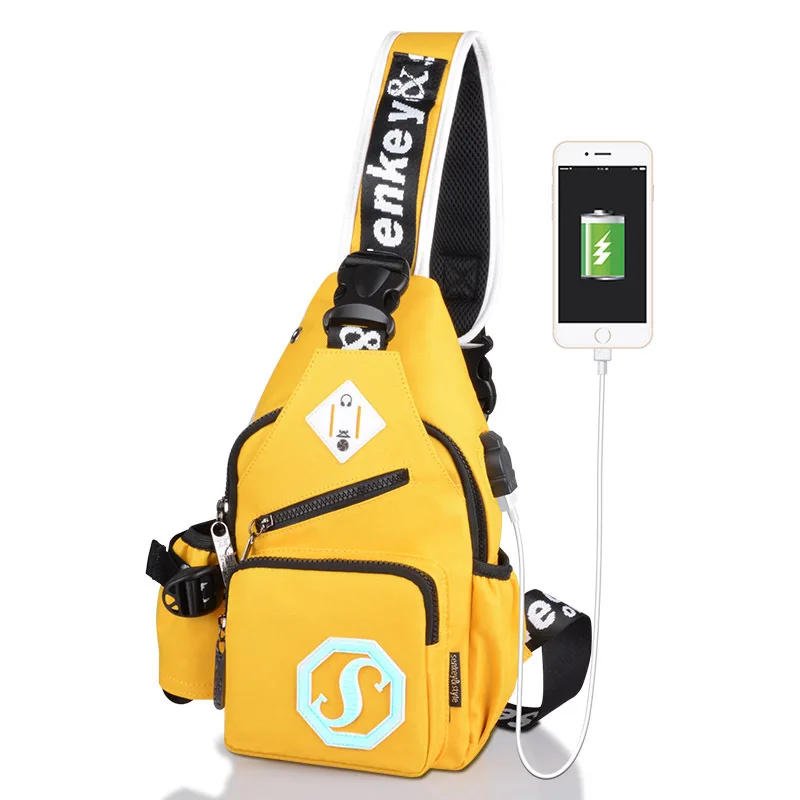 

USB Charging Chest Bags Luminous Waterproof Shoulder Bag Men Women Crossbody Bag Nightlight Handbags Casual Messengers Bags