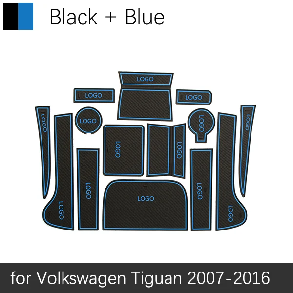 Противоскользящие ворота Слот коврик резиновая подставка для VW Tiguan 2007 2008 2009 2010 2011 2012 2013 Volkswagen аксессуары - Название цвета: Синий