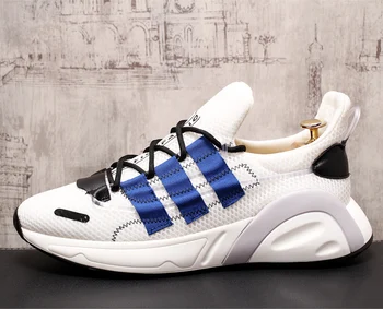 

2019 New Fashion Men Casual Shoes Breathable Mesh+Pu Thick Sole Dad Shoes For Male Lace-up Men Chunky Sneakers Handsome