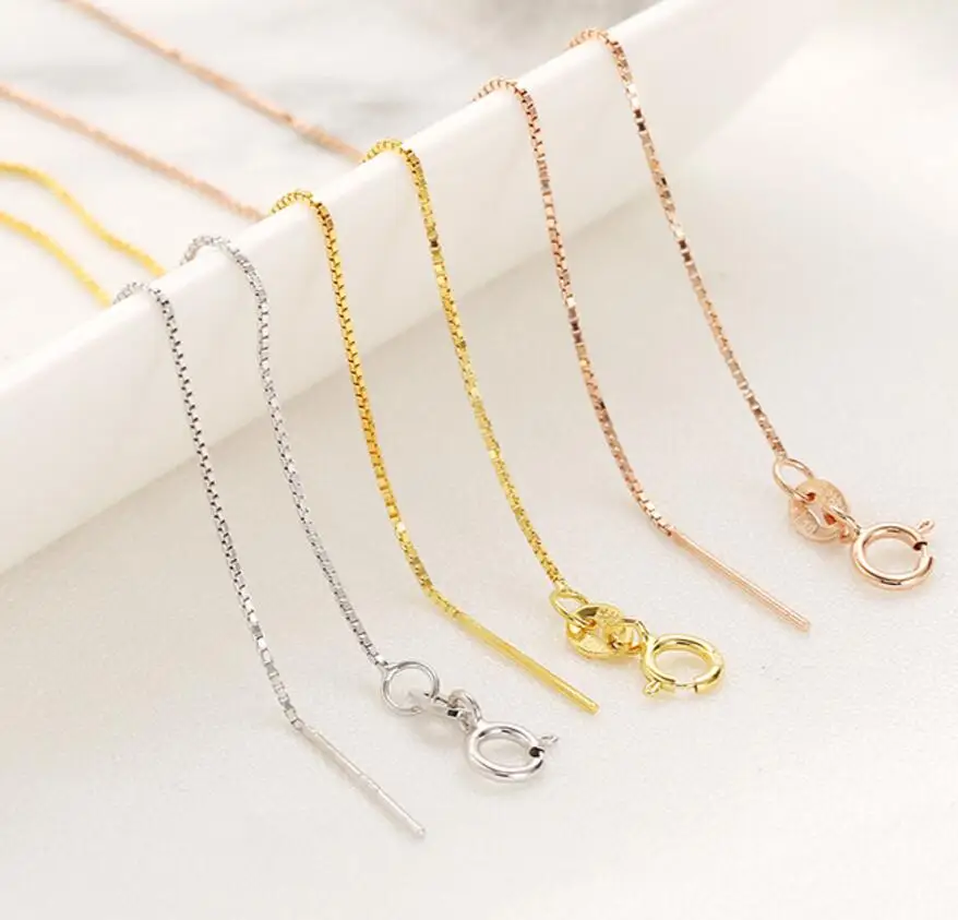 

10pcs/lot 18 inch 925 Sterling Silver Box Chain for DIY Necklace Box Chain for DIY Opal Necklace