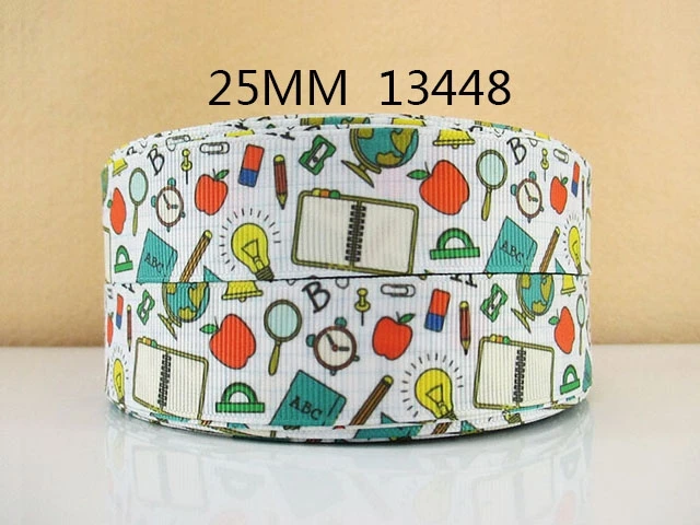 David accessories " 25 мм back to school изучения печатная корсажная лента, сделай сам, головной убор, бант для волос аксессуары, 50Yc1143 - Цвет: 1013448001