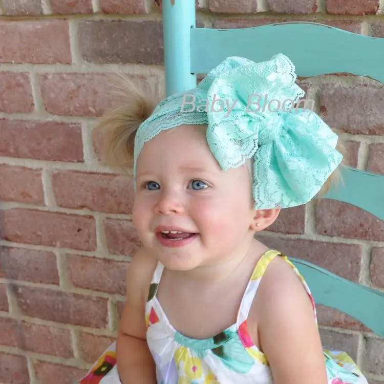 

Baby Lace Messy Bow Headband -Infant Stretchy Elastic Lace Bow Headwrap Hair Accessory