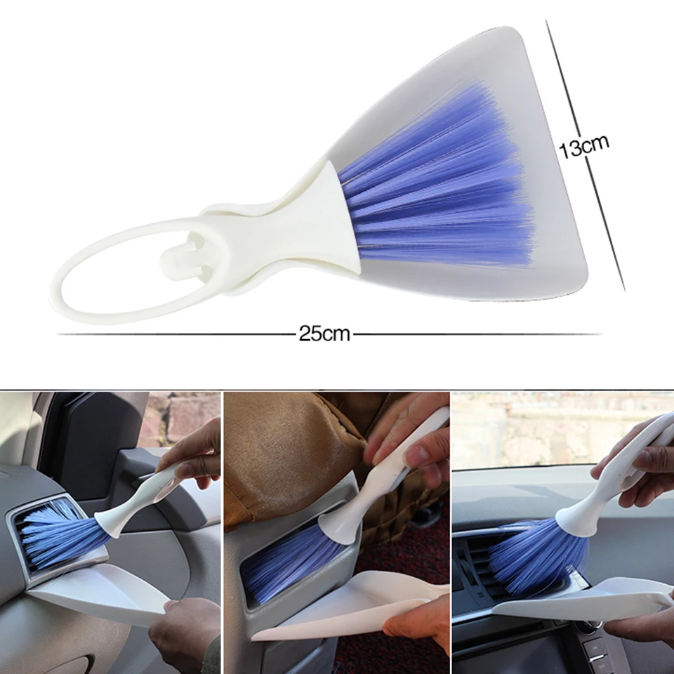 

Car Dust Brush Cleaning Tool Kit with Shovel Dustpan Dashboard Exhaust Cleaning Tool Keyboard and Air Exit Handrail Brush