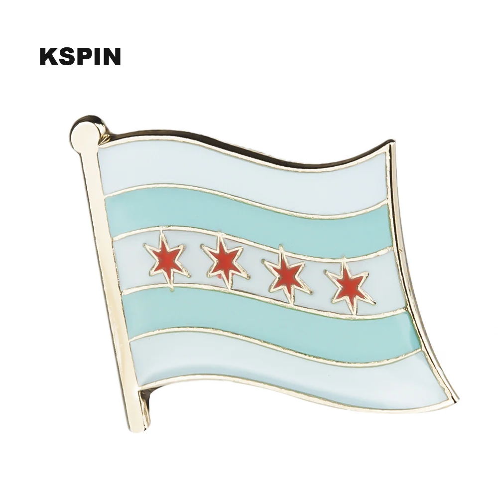 Chicago Flag Pin badges for clothes in safety pin brooch XY0357 | Украшения и аксессуары