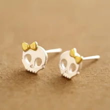 925 Стерлинговое Серебро мультфильм череп серьги корейские серебряные серьги Модные Простые Женские подарок