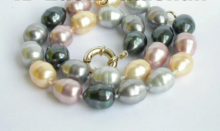 

Free shipping >>>>>>baroque multicolor drip south sea shell pearls necklace