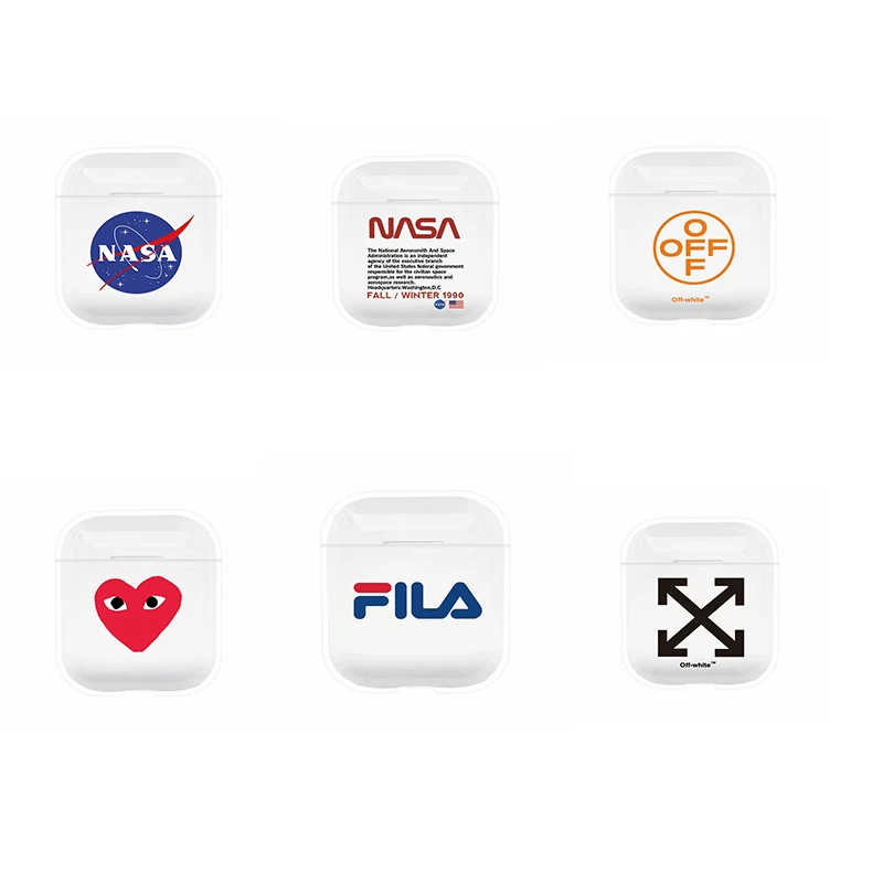 

Hot Luxury Brand Trend Bluetooth Wireles Earphone Cover Case For AirPods Protective Clear Accessories Charging Love heart PC bag