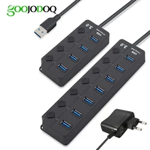 USB HUB 3.0 High Скорость 4/7 Порты и разъёмы USB 3.0 хаб Splitter вкл/выкл с ЕС/ нам Адаптеры питания для ноутбука MacBook PC