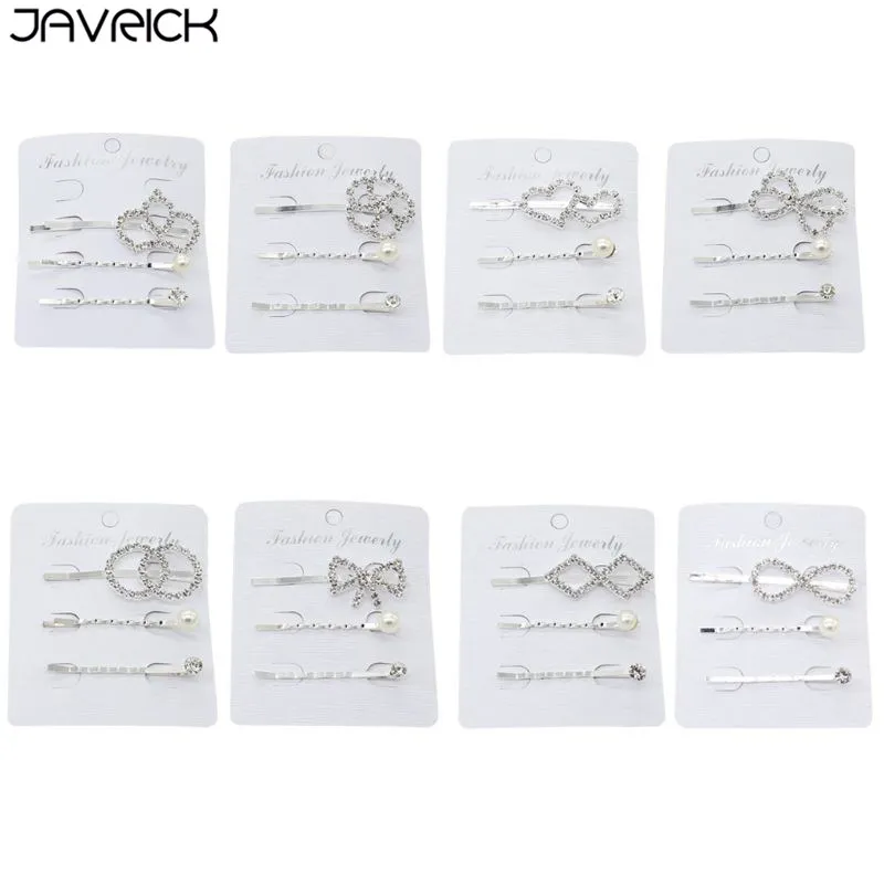 

3Pcs Women Side Bangs Wavy Spiral One Word Hairpins Polished Hollow Crown Hair Clip Glitter Rhinestone Imitation Pearl Barrettes