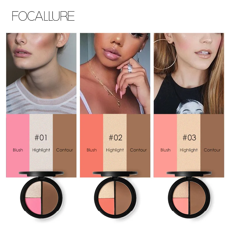 Хайлайтер focallure& Bronzer Палитра для лица блеск для контурного макияжа хайлайтер Румяна Палитра Профессиональные натуральные румяна палитра