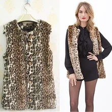 T0327 осенне-зимний популярный модный женский леопардовый жилет из искусственного меха Coa Женское пальто