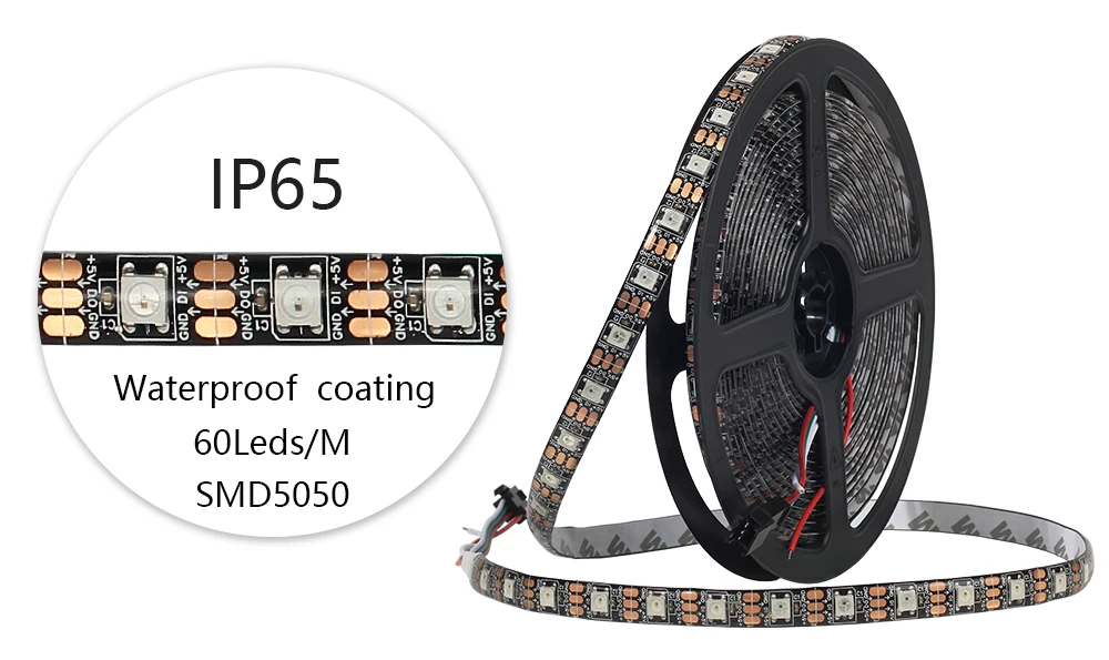 1 m/5 m WS2812B RGB Светодиодные ленты Свет Гибкие 30/60/144 пикселей/светодиодный s/m Smart Светодиодный лента, черный/белый печатных плат, IP30/IP65/IP67 DC5V