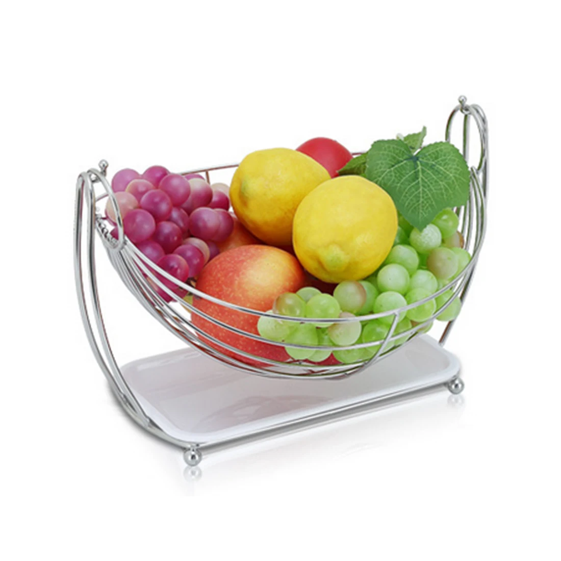 

HIPSTEEN Stainless Steel Skidproof Fruit Draining Basket Semicircular Household Fruit Dish - Silver