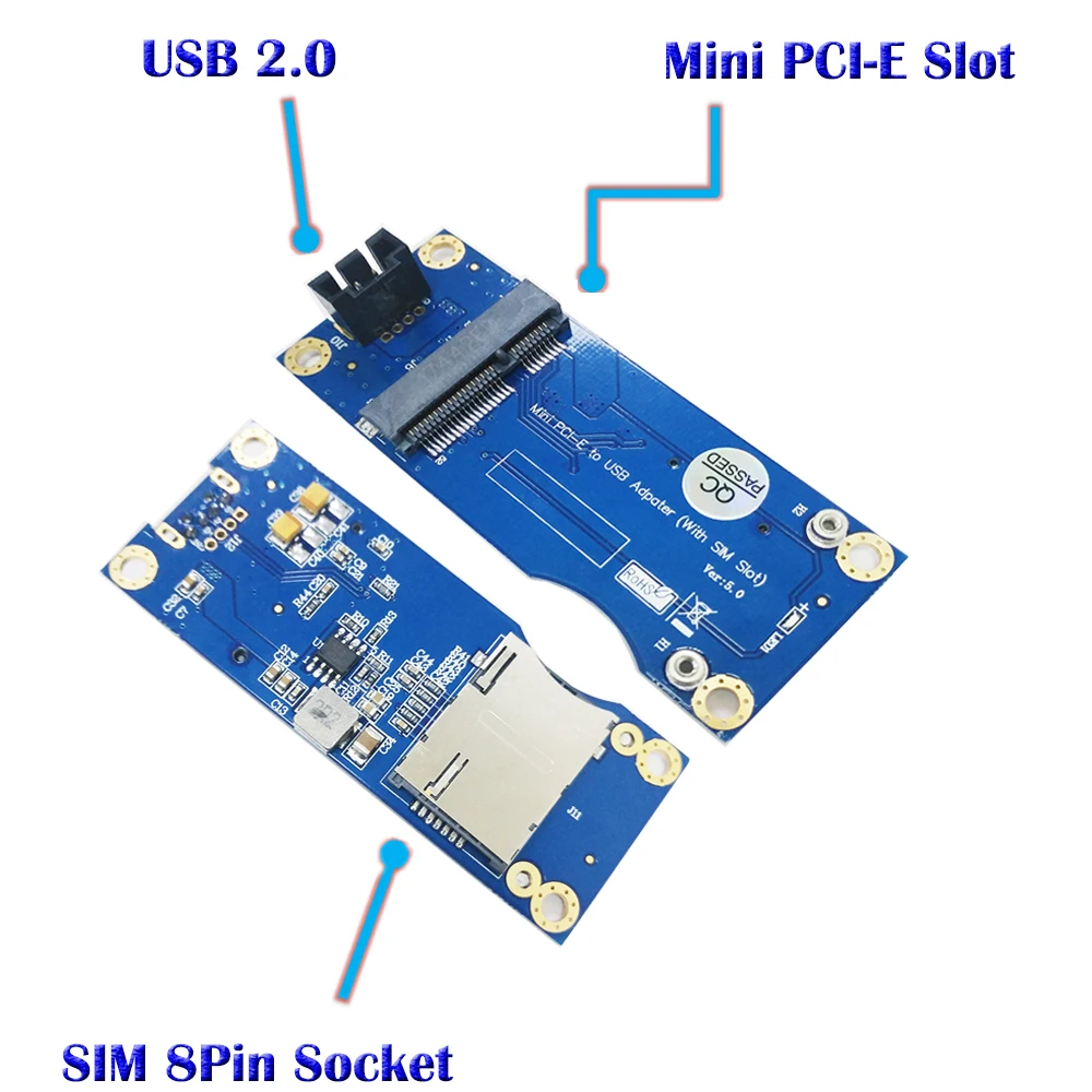 Адаптер PCIE Mini PCI Express на USB переходник слот для SIM карты модуль WWAN/LTE с 9 контактным
