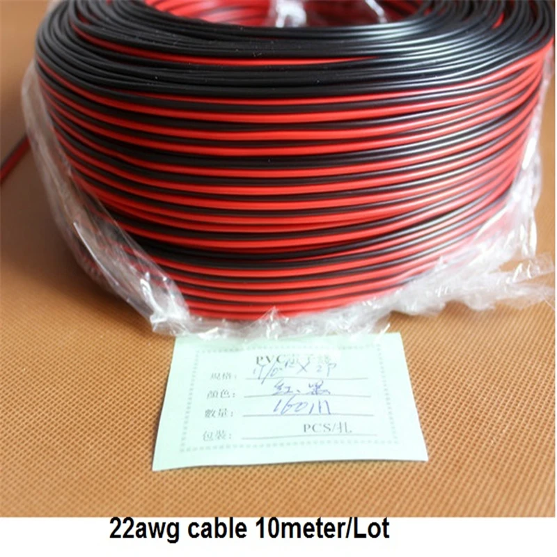 10 м/лот, 22awg ПВХ изолированный провод, 2pin луженая медь кабель, электрический провод для светодиодной ленты удлинитель провода CB-22AWG-RB