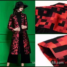 145 см широкая красная Золотая жаккардовая ткань с цветочным принтом на весну и осень платье куртка одежда DK07