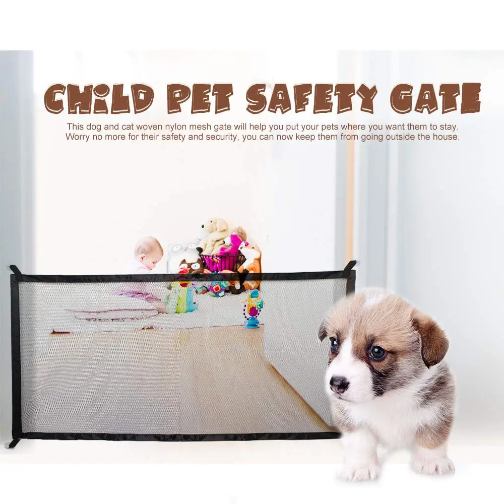 Pet Dog Gate  Ingenious Mesh Magic Pet Gate For Dogs Safe Guard and Install Pet Dog Safety Enclosure Dog Fences  Dropshipping