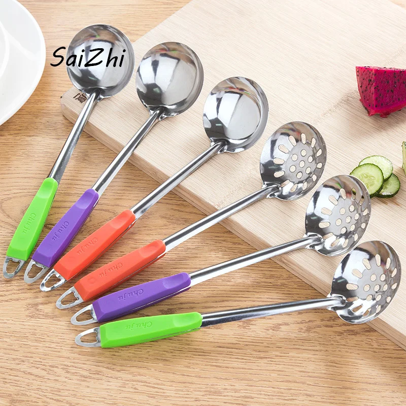 Stainless Steel Spoon Colander Soup Ladle Long Handle Spoons Strainer