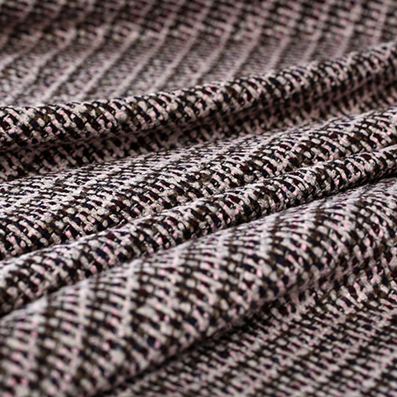 143CM Wide 540G/M Weight Pink Brown Knitted Wool Viscose Fabric for