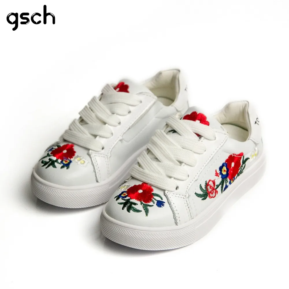 

GSCH Baby Girls Sneakers Leather Fashion Flower Children Running Sneakers Kids Casual Sport Shoes Toddler Flat Sneaker chaussure