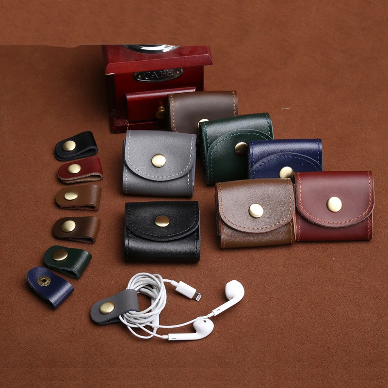 

Fashion Coin Purses Headset Data Line Storage Bag Holder Box Women Unisex Mini Retro Change PU Leather Pouch Gift Money Wallets
